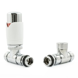 Hot Flow White Marella 3 Modern Thermostatic Radiator Valve Straight TRV. Includes Straight TRV Body, Wheel Head & Lock Shield for Quick & Easy Temperature Control.