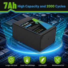 6V 7Ah LiFePO4 Lithium Battery 1 Pack, 6 Volt USB-C Rechargeable Lithium Iron Phosphate Battery, 2000+ Cycles, for Ride On Toy, Lantern, Deer Game Feeder, Emergency Light, Alarm System (F1 Terminal)