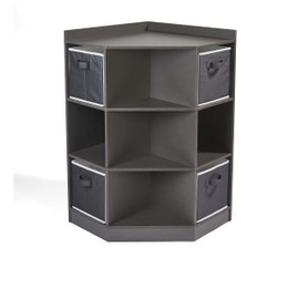Badger Basket Corner Cubby Toy Storage Unit for Kids with 4 Removable Baskets - Space-Saving Storage Solution for Toys & More - Charcoal