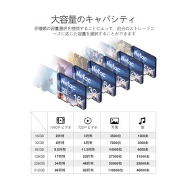 Netac Microsd Card, 128 GB, Up to 100 MB/s Switch, Supports MicroSDXC, UHS-I, U3, A1, V30, C10, Exfat Format