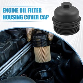 A ABSOPRO Engine Oil Filter Housing Cover Cap 26350-3CAB1 for Kia Sedona 2015-2018 Plastic Black