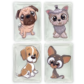 Hand Warmer Pocket Warmer Sets Reusable, Heat Pad for Cold Days and for Travel, Heat Bending Cushion with Great Designs (Set of 4 Cute Dogs)