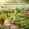 Metal Frog Statues Set 3, Yoga Bike Chair Frog Garden
