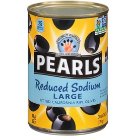 Pearls Reduced-Sodium Ripe Black Pitted Large Olives, (1) 6-Ounce Can