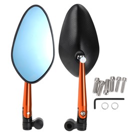 RATCHROLL 1 Set Universal Motorcycle Rear View Mirrors Adjustable Bar End Side Mirrors Mount M8/M10 Black Orange Aluminum Alloy Aluminum Prismatic Shape