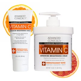 Advanced Clinicals- CREMA CON VITAMINA C: Incorporar una loción corporal con vitamina C a tu rutina diaria de cuidado de la piel puede ayudar a promover una tez más saludable, radiante y de aspecto ju