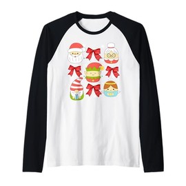 Santa Claus Granny Claus Gnome Elf Christmas Pajama Matching Raglan Baseball Tee