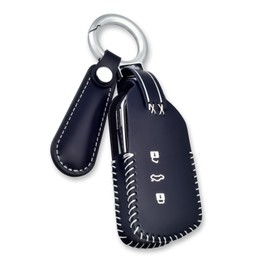 OFFCURVE Cordovan Leather Car Key Case with Key Fob Fits VW Volkswagen Golf 8 ID.3 ID.4 Seat Leon MK4 Tarraco Ateca Skoda Octavia Cupra Formentor Born, blue