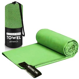 Chamois Towel, Swimming Towel, Children, Club, Work, Swimming, Sports, Water Absorbent, Quick Drying, Sauna, Gym, Sweat Wiping (Green)