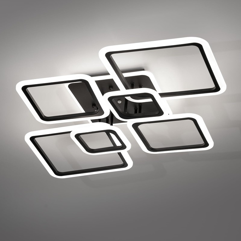 Modern Ceiling Light, 40.2'' LED Dimmable Acrylic Square 6+1 Rings