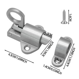Hordion 4 Packs Self Closing Latch Spring Door Lock, Resilient Bolt Latch Security Automatic Gate Lock, Spring Barrel Slide Door Lock with Screws for Cabinet Window Wooden Fence, Silver Gray