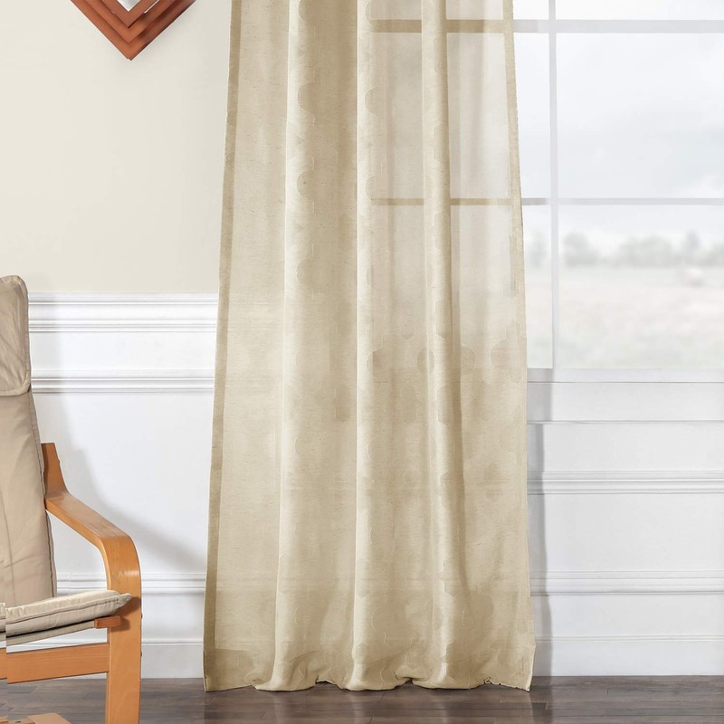 HPD Half Price Drapes Patterned Faux Linen Sheer Curtains for