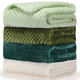 Frienda 4 Pcs Baby Fuzzy Blanket Fluffy Baby Blanket for Boys Girls Soft Warm Baby Receiving Blankets Nursery Bed Blanket Toddler Infant Newborn Receiving Blanket, 32 x 24 Inch (Green Color)