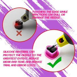 Tattoo Ink Caps Silicone Tattoo Cups Pink 200 Pcs with Base for Tattoo, Ink Caps for Tattooing Microblading Tattoo Supplies