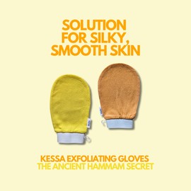 BfefBo Body Exfoliating Glove, Bath & Shower Mitt, Body scrub, Exfoliator, Plant based, Plastic free (Yellow Orange)