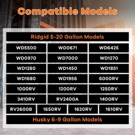 2 Pack VF7000 Replacement Filter, Standard Wet/Dry Vac Filter VF7000 Compatible with RIDGID Vacs Wet Dry 5-20 Gal & 6-9 Gal Husky Vacuum, Replacement VF7000 Filter