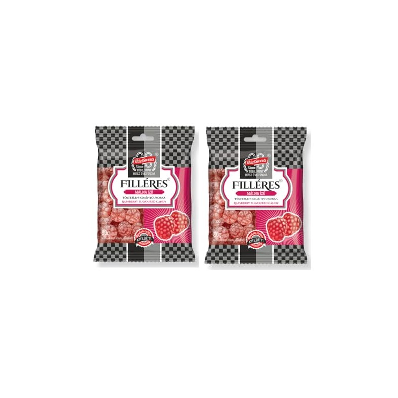 Hungarian Filléres Hard Raspberry Candy, 2 x 80g