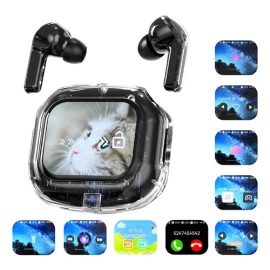Airmax Audífonos Inalámbricos Bluetooth 5.4 Tws Con Pantalla Táctil, Control De Cámara, Tiktok, Asistente De Voz Y Temporizador, Negro