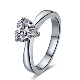1CT 925 Silver NSCD Simulate Heart Diamond Ring for Women Solitaire Engagement Jewelry Ring (7.5)