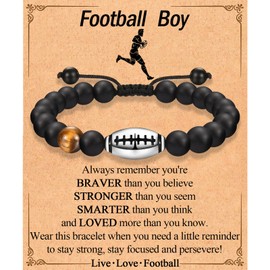 EFVISD Football Bracelet Gifts for Teen Boys Who Love Football Players Team Football Senior Night Gifts, Birthday Christmas Gifts for Him Boys Son Grandson Brother Nephew Friend