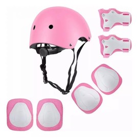 Juego De Casco De Bicicleta para Niños, Rodilleras, Coderas, Muñequeras, Protecciones Patines para Bicicleta Niño, Juego De Equipo Protector Ajustable ,para Monopatín, Ciclismo, Mini Bike Riding, etc