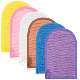 Exfoliating Gloves, 4pcs African Net Exfoliating Mitts, Body Scrub Glove for Deep Skin Cleaning and Dead Skin Removing, Shower Gloves for Men Women