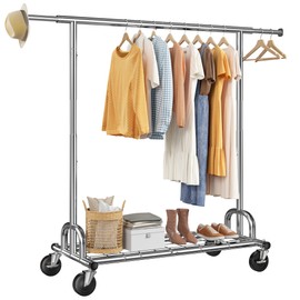 Raybee Heavy Duty Clothes Rack Load 484 LBS, Extra Wide Clothing Racks for Hanging Clothes, Rolling Clothing Rack with Sturdy Wheels, Metal Garment Rack for Bedroom, Laundry Room, Commercial