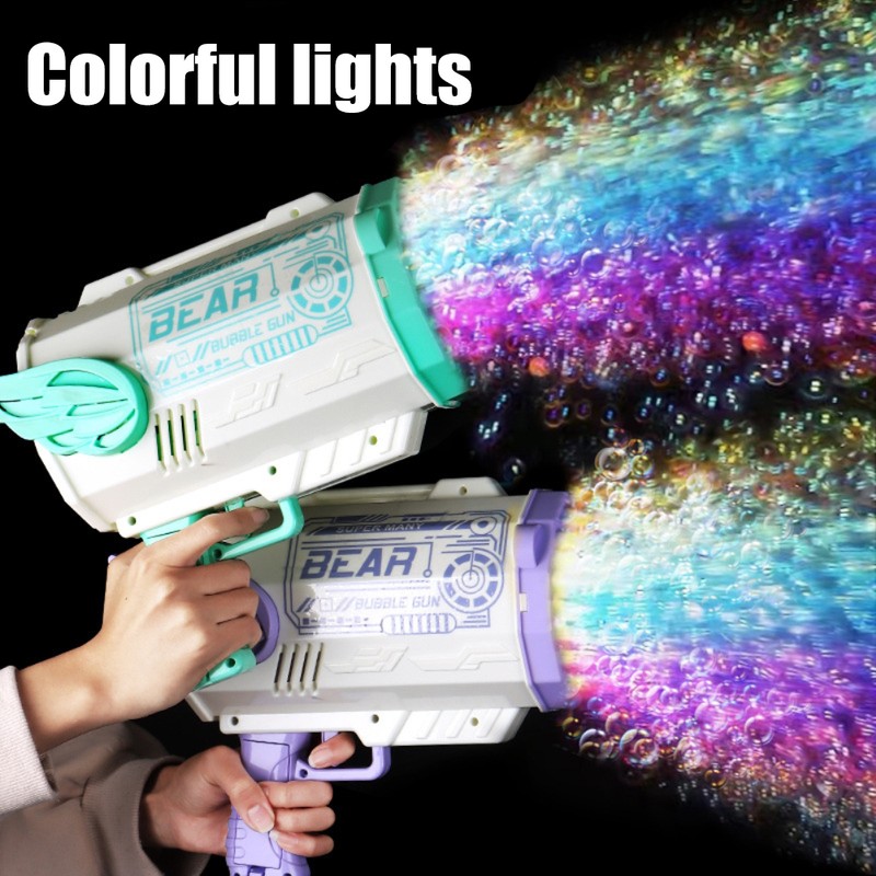 Children Bubble Machine Gun 80 Hole Bubble Machine Launcher Bubble