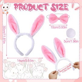 Bunny Costume kids, Bunny Costume, Animal Costume Kids Set Includes Bunny Ears Headband Bow Tie Gloves Bunny Tail Tutu Socks, Rabbit Ears Costume For Fancy Dress Easter Party Supplies (3PCS Pink)