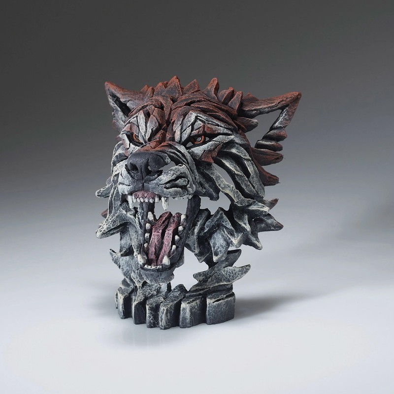 Enesco Edge Sculpture Wolf Baring Teeth Bust Miniature Figurine, 4.92
