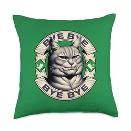 Mewing Cat Funny Meme Trendy Quote Bye Bye Men Women Teens Throw Pillow