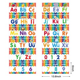 Alphabet, Numbers 1-9, 12 Pieces Educational Preschool Learning Posters Alphabet Number Classroom Wall Poster Decorations Numbers 0-9 Posters for Nursery Preschool Home School Kindergarten Classroom