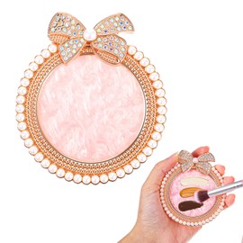 Resin Nail Art Palette Plates for Nail Art Painting Mixed Color Palette Bow Decorated with Rhinestones and Pearls Tray Display Board