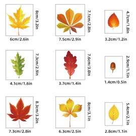 9 Sheets 174pcs Simplistic Autumn Assorted Maple Leaves and Acorn Removable PVC Glass Window Clings Stickers Decals for Nature Lover Fall Thanksgiving Celebration Home Office Room Decoration