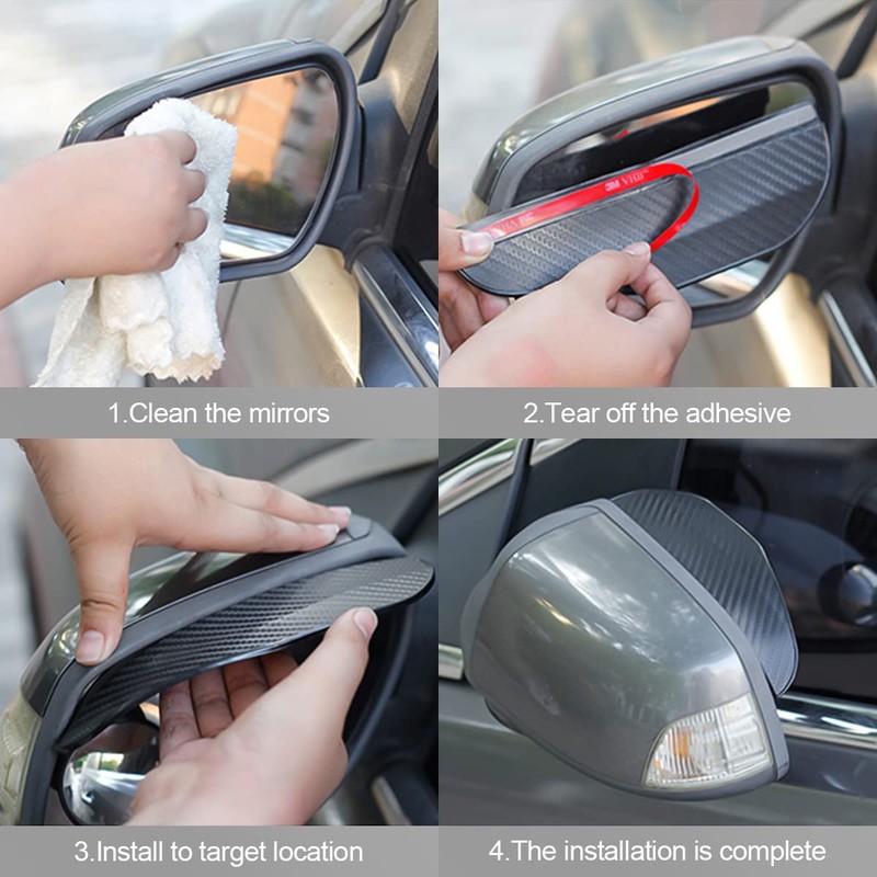 Blilo 2PCS Smoke Visor Guards for Car Side Mirrors -