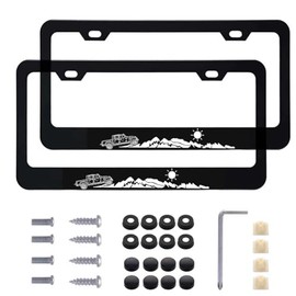 Juego de 2 marcos de matrícula negros de metal de aluminio, material de 4 agujeros para matrícula (marco, camión, g)
