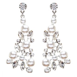 Accessoriesforever Bridal Wedding Jewelry Crystal Rhinestone Captivating Bib Necklace Set J519 WT