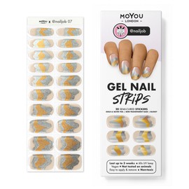 MOYOU LONDON Semi Cured Gel Nail Strips Flower 20 Pcs. UV Gel Nail Wraps for Salon-Quality Manicure, Easy to Apply, Trim, & Remove