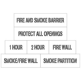 7 Stencil Set | Fire Wall Marking Stencils | Fire and Smoke Barrier | 1 Hour | 2 Hour | Smoke Partition | Work Site Value Pack (4 inch Letters)