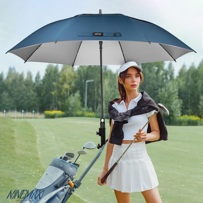 NINEMAX 62 Inch Golf Umbrella UV Protection, Large Windproof UV