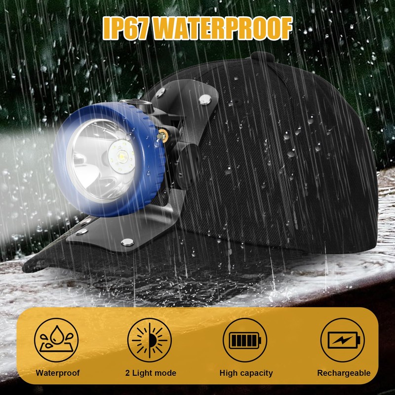 Lokilo Super Bright 1+6 LED Mining Headlamp,Rechargeable Waterproof Headlight with