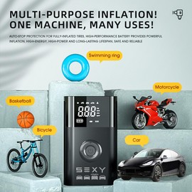 VINBYEE Customize for Model 3 Y X S Tire Inflator Air Compressor,Cordless Portable Air Pump,Tire Pressure Gauge and Emergency Light Model 3 Y X S Accessories,Multipurpose Tire Pump