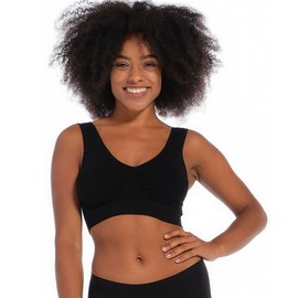 MAGIC BODYFASHION Women's Comfort Bra Made of Bamboo Fibres, Comfort Bra Bamboo, Breathable, Skin-friendly, Non-Wired, Made of Very Natural and Seamless Material, black