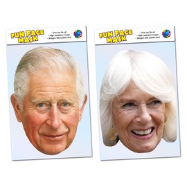 TWIN PACK - King Charles III & Camilla Queen Consort - Royal Family Celebrity Face Mask - Ready To Wear - Perfect For Coronation Parties - Twin Pack C