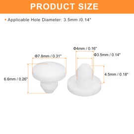 uxcell 25Pcs Silicone Plugs, Rubber Round Snap in Locking Hole Plugs for 3.5mm Hole, Hole Stoppers Waterproof Hole Plug for Metal Tube, Furniture End Caps Inserts, White