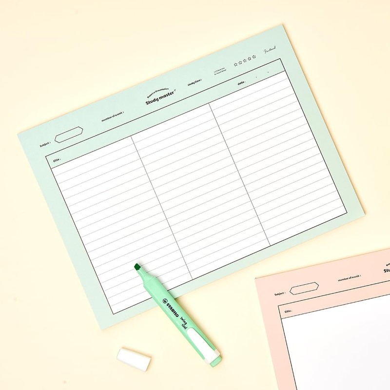 MUNID Subject Horizontal NotePads, 50 Sheets, 10.1 inches x 7.5