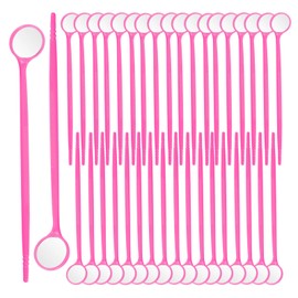 Disposable Dental Mirrors (100 Pack) -Dentists and Home Use Anti Fog Dental Mirrors - Plastic Mouth Mirror with Comfort Grip for Kids Adults - Dental Tools Individually Packed (Pink (100 Pieces))
