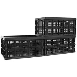 Work-It! Collapsible Milk Crates | 49 Liter Stackable Storage Bins | Set of 3 Folding Plastic Crates