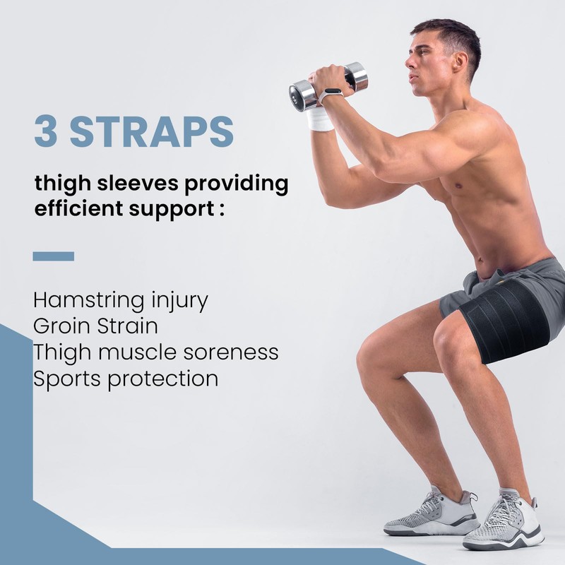 Hamstring Compression Sleeve with 3 Adjustable Straps,Thigh Compression Sleeve for