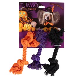 Tumbo Huesos pequeños de cuerda para perro Tosser de Halloween Closeout, favoritos de vacaciones y muchos colores (naranja, negro, morado, Halloween)